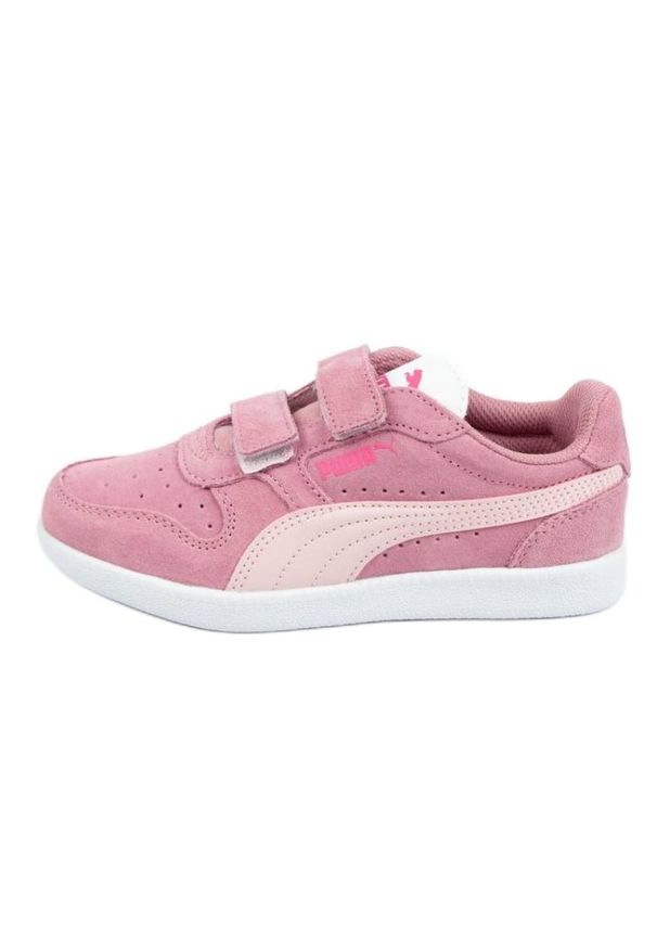 Buty Puma Icra Jr 360756 35 białe różowe. Okazja: na spacer. Zapięcie: rzepy. Kolor: biały, różowy, wielokolorowy. Materiał: materiał, zamsz, skóra. Szerokość cholewki: normalna. Sport: turystyka piesza