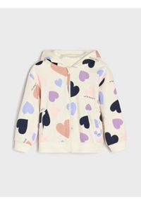 Sinsay - Bluza hoodie ze wzorkiem - biały. Kolor: biały