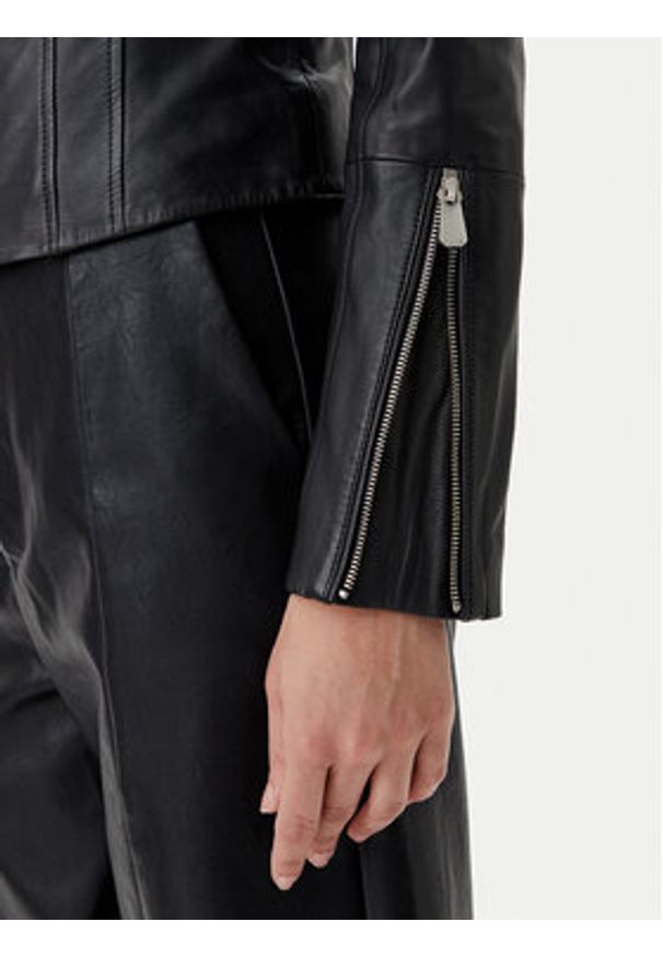 Pinko - PINKO Kurtka skórzana Borderline Biker 104914 A2HT Czarny Regular Fit. Kolor: czarny. Materiał: skóra