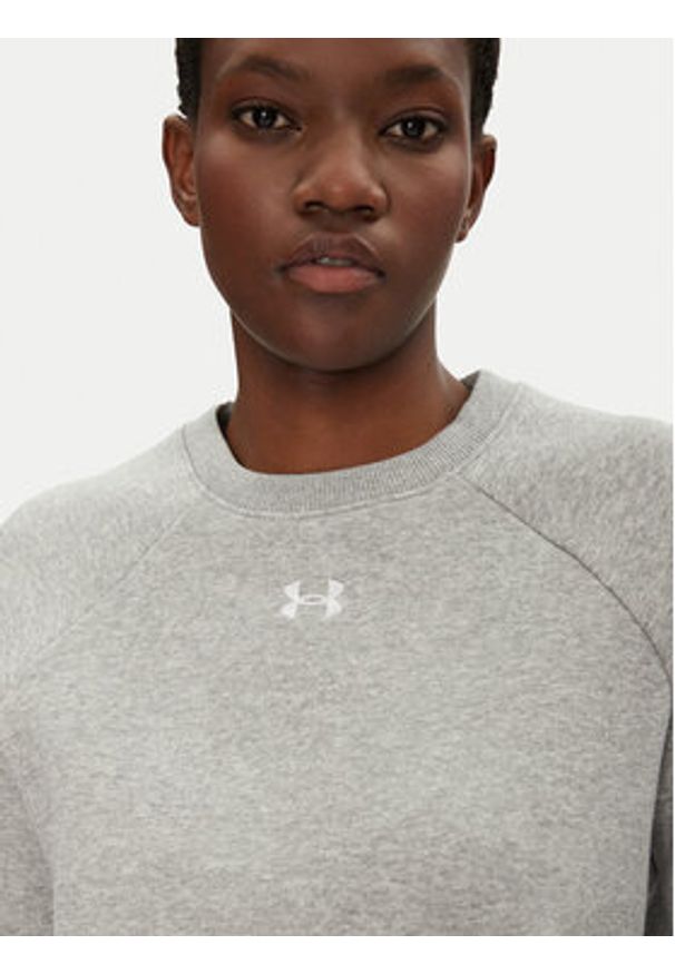 Under Armour Bluza Rival Fleece Crew 1379508 Szary Loose Fit. Kolor: szary. Materiał: bawełna