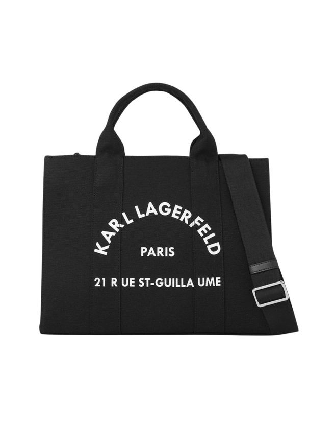 Karl Lagerfeld - KARL LAGERFELD Сzarna bawełniana damska torebka. Kolor: czarny. Styl: klasyczny