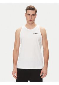 Karl Lagerfeld - KARL LAGERFELD Tank top A1M46069 Biały Regular Fit. Typ kołnierza: dekolt w karo. Kolor: biały. Materiał: bawełna