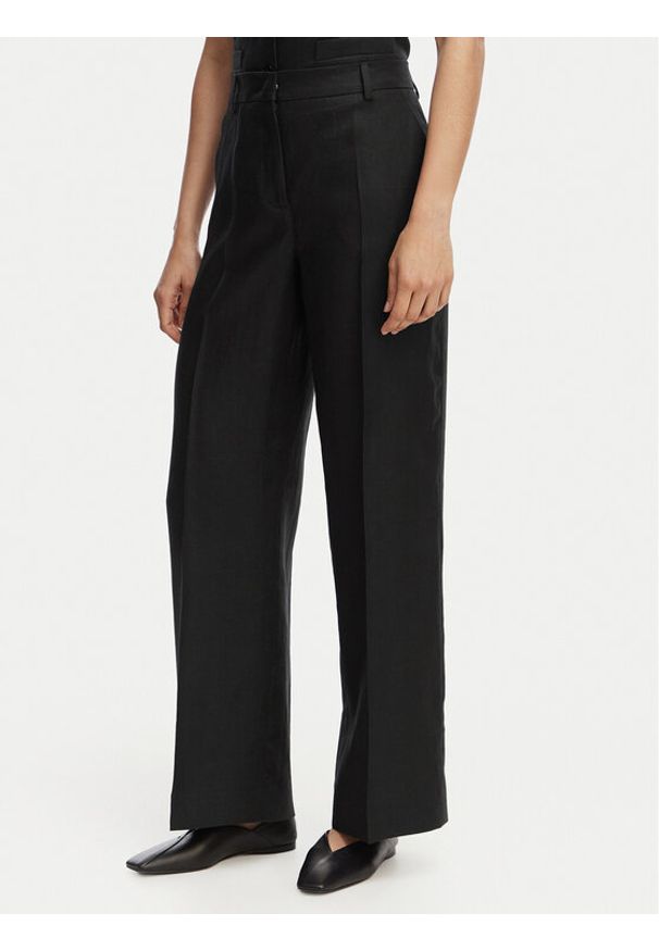 Weekend Max Mara Spodnie materiałowe Malizia 2615131112 Czarny Regular Fit. Kolor: czarny. Materiał: len