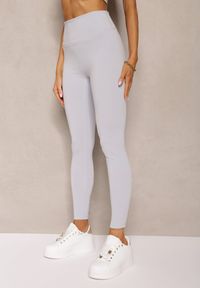 Renee - Jasnoniebieskie Sportowe Legginsy High Waist Quarefia. Stan: podwyższony. Kolor: niebieski. Materiał: dzianina, materiał. Długość: długie. Styl: sportowy