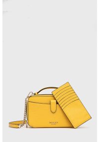Kate Spade torebka skórzana kolor beżowy. Kolor: żółty. Materiał: skórzane