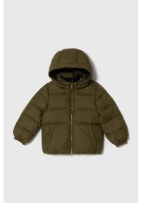 TOMMY HILFIGER - Tommy Hilfiger kurtka puchowa dziecięca kolor zielony. Okazja: na co dzień. Kolor: zielony. Materiał: puch. Styl: casual