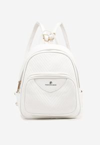 Born2be - Biały Plecak z Tłoczeniem i Rączką Rivseki. Kolor: biały. Styl: elegancki