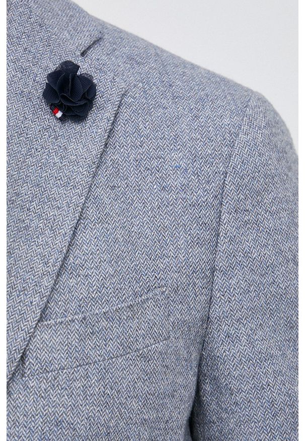 TOMMY HILFIGER - Tommy Hilfiger Marynarka z domieszką wełny męska kolor szary. Kolor: szary. Materiał: wełna. Wzór: aplikacja. Styl: klasyczny