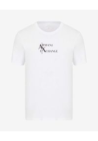 Armani Exchange - ARMANI EXCHANGE - Biały t-shirt z dużym logo. Kolor: biały. Materiał: materiał. Wzór: nadruk #2