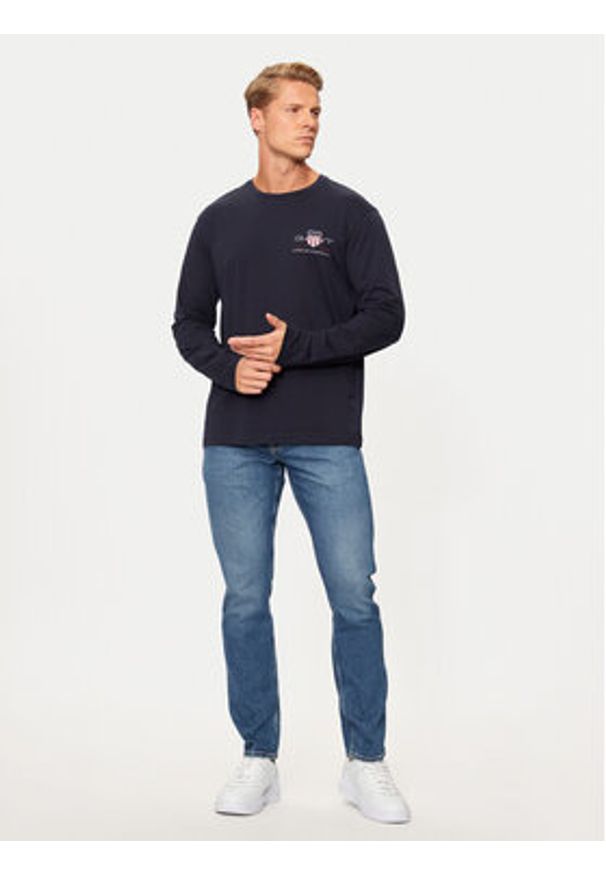 GANT - Gant Longsleeve Archive Shield 2004058 Granatowy Regular Fit. Kolor: niebieski. Materiał: bawełna. Długość rękawa: długi rękaw