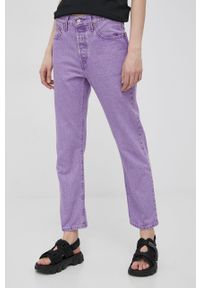 Levi's® - Levi's jeansy 501 CROP damskie high waist. Okazja: na spotkanie biznesowe. Stan: podwyższony. Kolor: fioletowy. Styl: biznesowy
