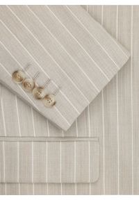 Pako Lorente - PAKO LORENTE - Beżowy garnitur męski w prążek. Kolor: beżowy. Materiał: wełna. Wzór: prążki #4