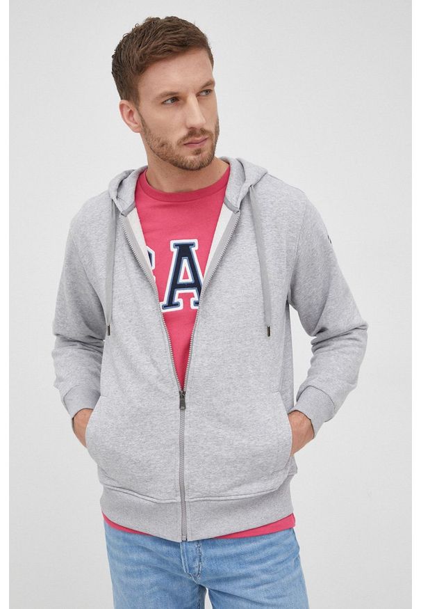 Colmar bluza męska kolor szary z kapturem gładka. Okazja: na co dzień. Typ kołnierza: kaptur. Kolor: szary. Materiał: dzianina. Wzór: gładki. Styl: casual