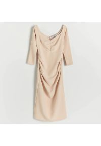 Reserved - Elegancka sukienka - Beżowy. Kolor: beżowy. Styl: elegancki #1