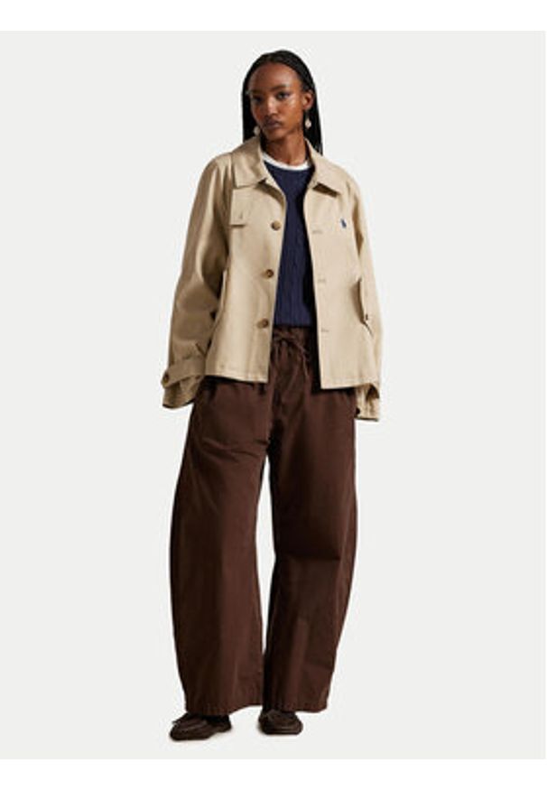 Polo Ralph Lauren Trencz 211A93141001 Beżowy Oversize. Typ kołnierza: polo. Kolor: beżowy. Materiał: bawełna