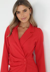 Born2be - Czerwona Sukienka Ionitheme. Okazja: na spotkanie biznesowe, do pracy. Typ kołnierza: dekolt w serek. Kolor: czerwony. Styl: elegancki, klasyczny, biznesowy #5