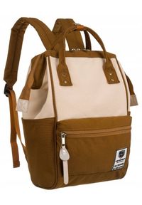 Plecak miejski Peterson PTN 2022 beżowo-brązowy. Kolor: brązowy, wielokolorowy, beżowy. Materiał: materiał. Styl: casual, elegancki