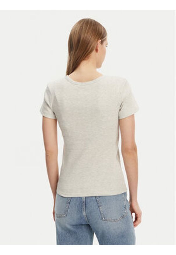 Pieces T-Shirt May 17154483 Szary Slim Fit. Kolor: szary. Materiał: bawełna