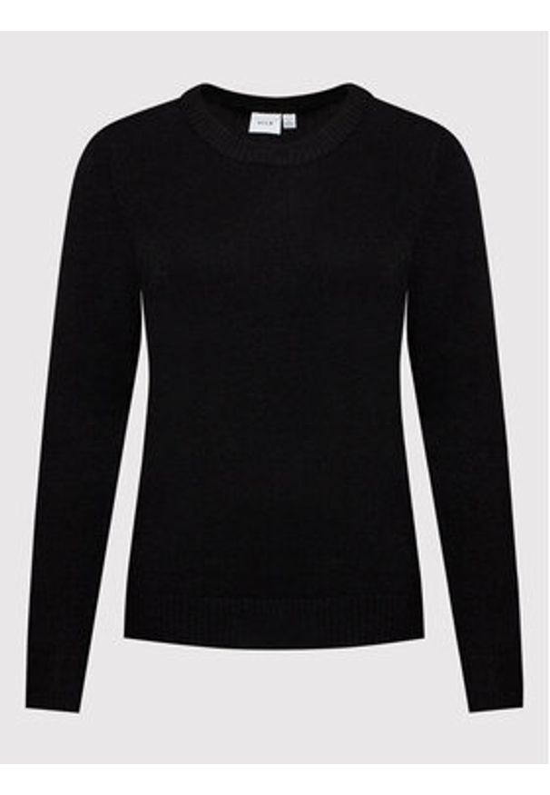 Vila Sweter Ril 14054177 Czarny Regular Fit. Kolor: czarny. Materiał: wiskoza