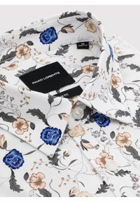 Pako Lorente - PAKO LORENTE - Biała koszula męska kwiaty. Kolor: biały. Materiał: elastan, bawełna. Długość rękawa: długi rękaw. Długość: długie. Wzór: kwiaty. Sezon: jesień #3