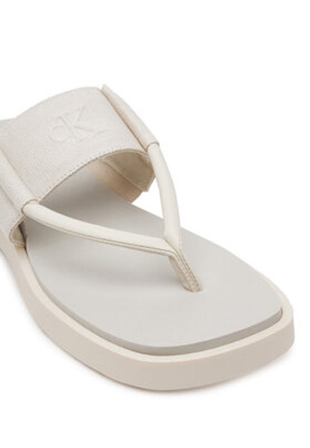 Calvin Klein Jeans Japonki Sq Low Wedge Sandal Rope YW0YW01717 Beżowy. Kolor: beżowy. Materiał: materiał