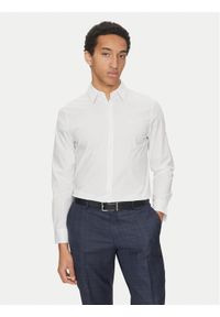 Calvin Klein Koszula LV04LB145G Biały Slim Fit. Kolor: biały. Materiał: bawełna