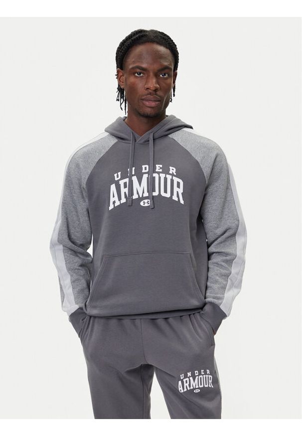 Under Armour Bluza Ua Rival Fleece Colorblock 6003958 Szary Loose Fit. Kolor: szary. Materiał: bawełna