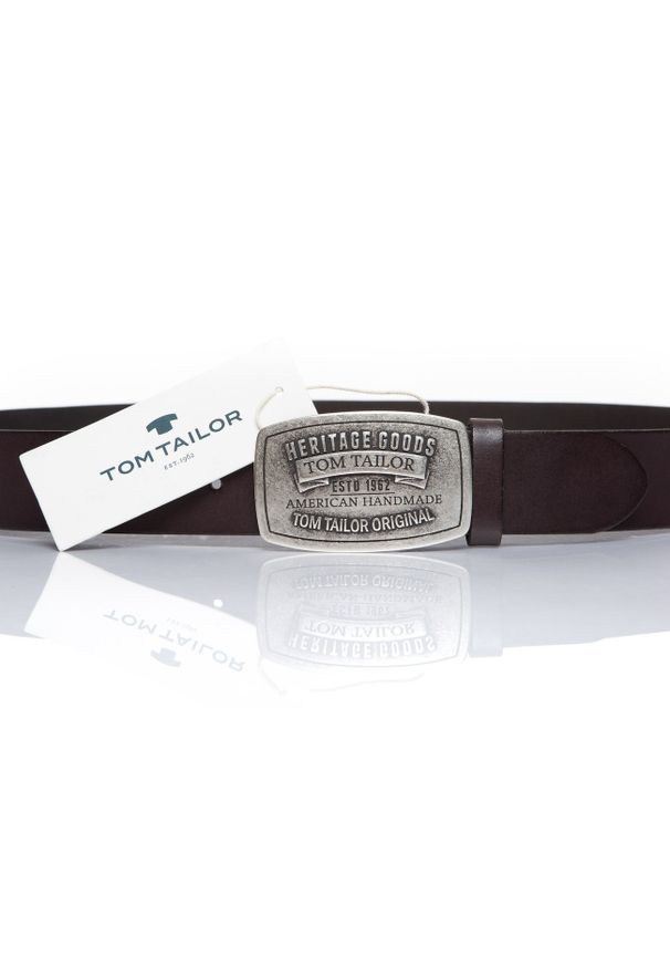 Tom Tailor - TOM TAILOR PASEK SKÓRZANY TG1050R01 691 40mm Gürtel Q.01. Materiał: skóra. Wzór: paski. Styl: klasyczny