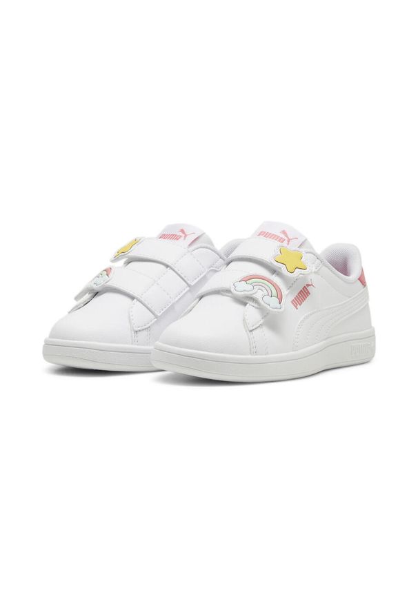 Puma - Dziecięce sneakersy PUMA Smash 3.0 Badges PUMA White Passionfruit Pink. Kolor: biały, wielokolorowy, różowy