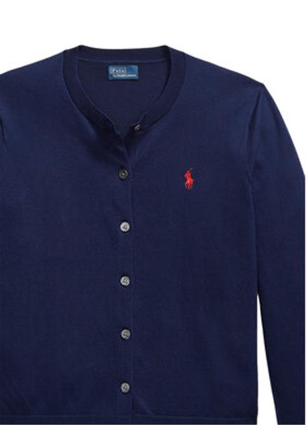 Polo Ralph Lauren Kardigan 211971871004 Granatowy Slim Fit. Typ kołnierza: polo. Kolor: niebieski. Materiał: bawełna