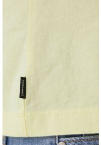 Superdry t-shirt bawełniany kolor żółty. Kolor: żółty. Materiał: bawełna. Długość rękawa: krótki rękaw. Długość: krótkie. Wzór: gładki #3
