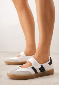 Renee - Białe Tenisówki Sneakeriny z Paskiem na Rzep Pirel. Okazja: na co dzień. Zapięcie: rzepy. Kolor: biały. Materiał: jeans, koronka. Wzór: gładki. Styl: casual, elegancki, sportowy #9