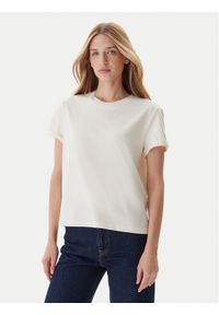 Mustang T-Shirt Monroe 1016755 Écru Relaxed Fit. Materiał: bawełna