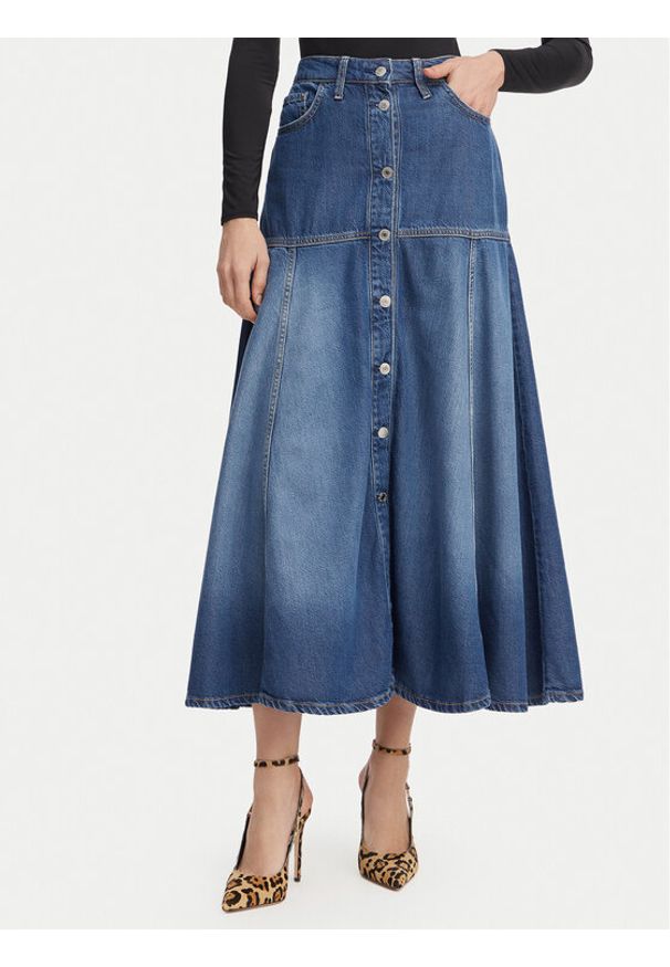 Guess Spódnica jeansowa W6GD09 D0702 Niebieski Regular Fit. Kolor: niebieski. Materiał: lyocell