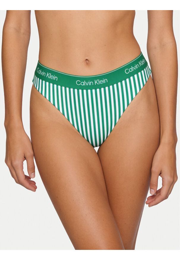 Calvin Klein Swimwear Dół od bikini LV00Q61132 Zielony. Kolor: zielony. Materiał: syntetyk