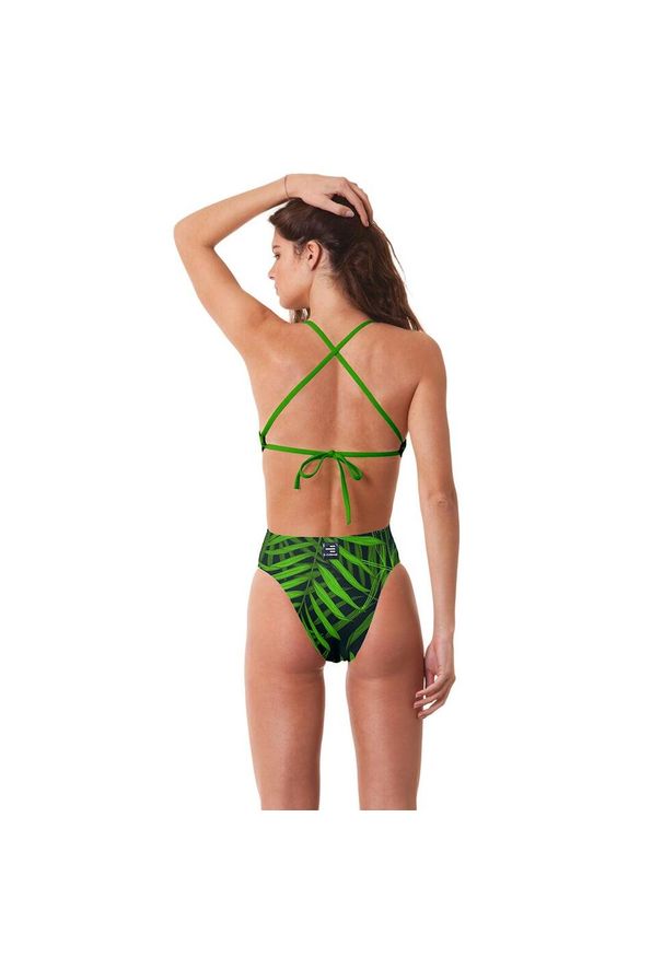 R-EVENGE - Damski jednoczęściowy strój kąpielowy techniczny Jungle Green. Kolor: zielony. Materiał: poliester, elastan