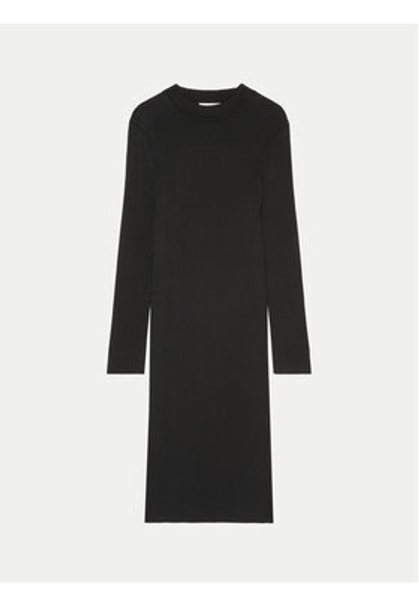 Marc O'Polo Sukienka dzianinowa 409 5045 67097 Czarny Slim Fit. Typ kołnierza: polo. Kolor: czarny. Materiał: bawełna