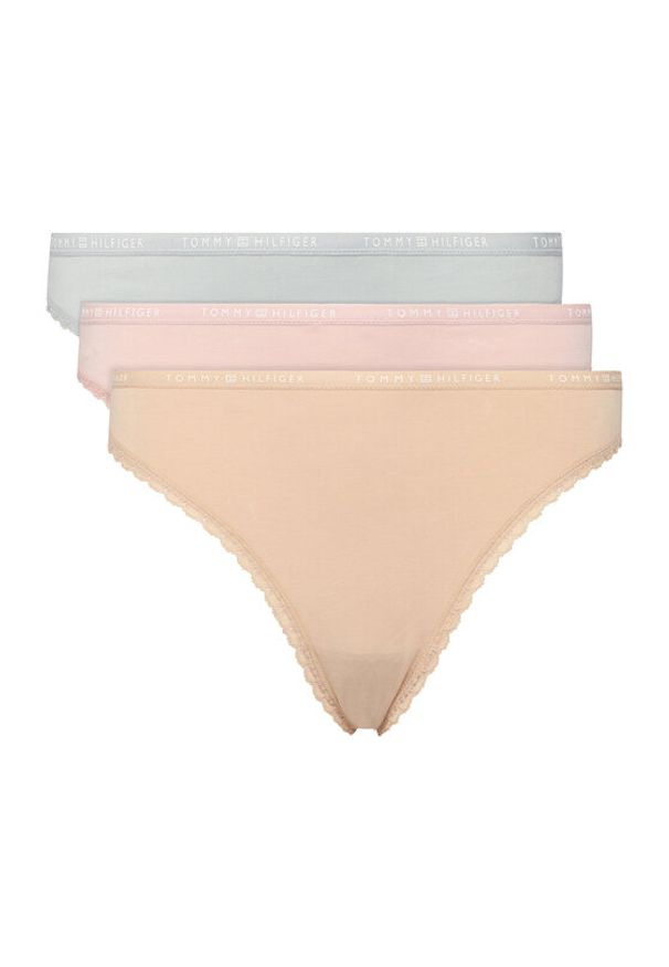 TOMMY HILFIGER - Tommy Hilfiger Komplet 3 par stringów UW0UW05954 Kolorowy. Materiał: bawełna. Wzór: kolorowy