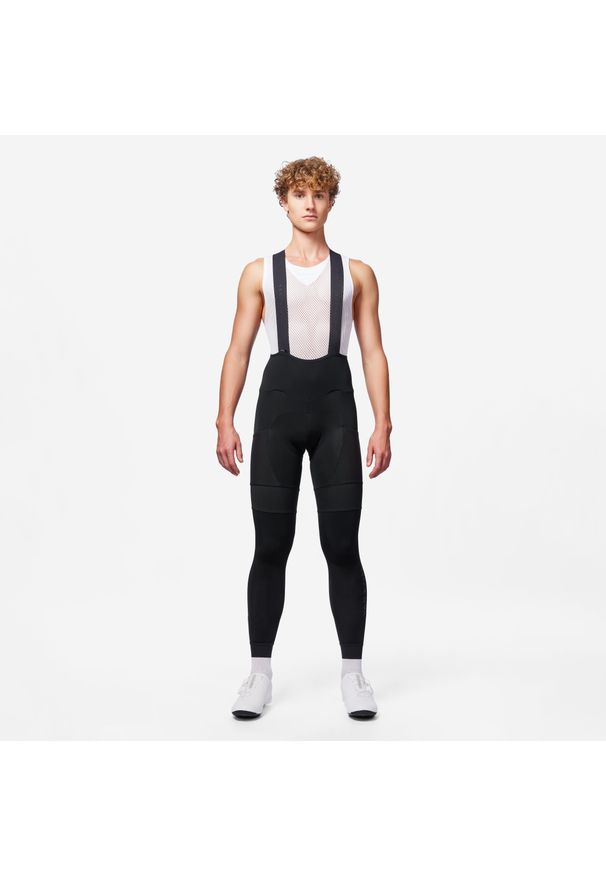 VAN RYSEL - Spodnie zimowe rowerowe szosowe Van Rysel Racer. Kolor: czarny. Materiał: włókno, materiał, tkanina. Długość: długie. Sezon: zima. Sport: kolarstwo