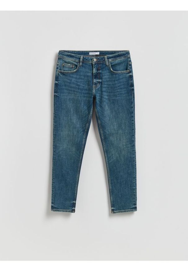 Reserved - Jeansy slim z efektem sprania - indigo jeans