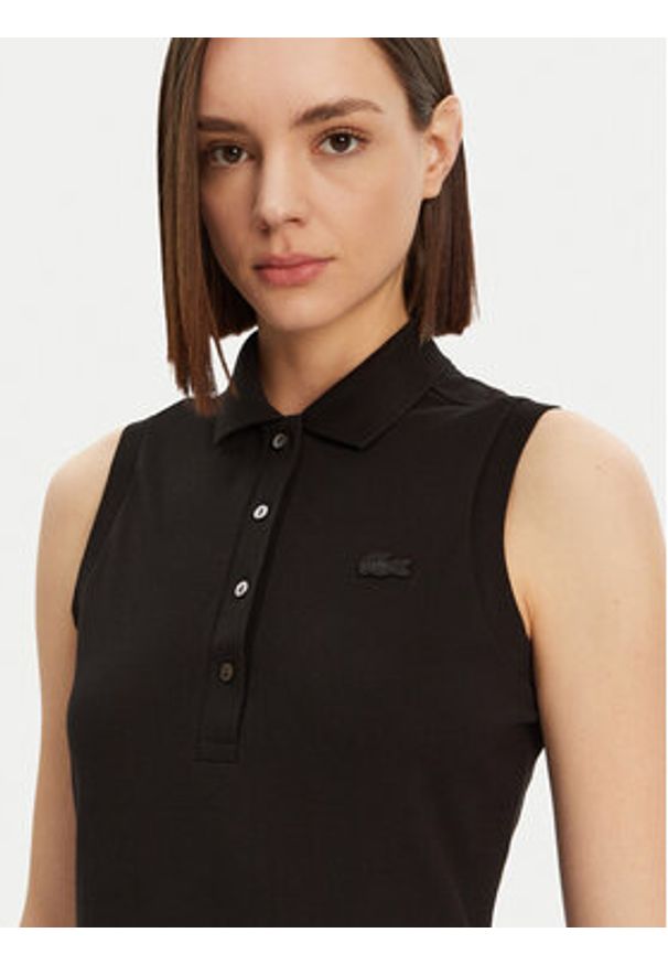 Lacoste Polo PF5445 Czarny Slim Fit. Typ kołnierza: polo. Kolor: czarny. Materiał: bawełna