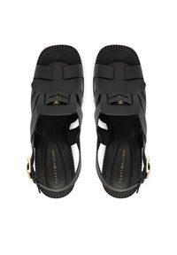 TOMMY HILFIGER - Tommy Hilfiger Sandały Cross Blocked Heel Sandal FW0FW09135 Czarny. Kolor: czarny. Materiał: skóra #3