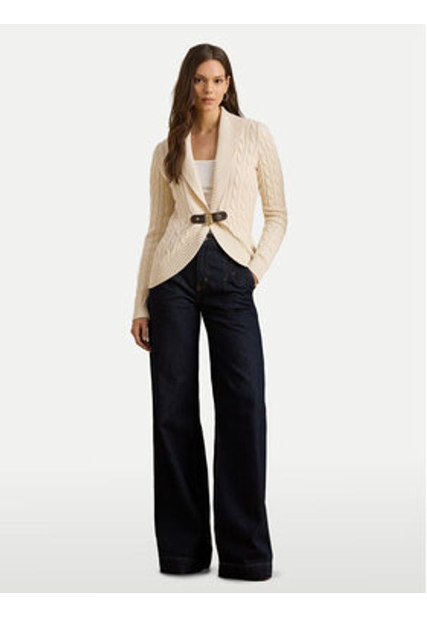 Lauren Ralph Lauren - LAUREN RALPH LAUREN Kardigan 200P03473003 Beżowy Regular Fit. Kolor: beżowy. Materiał: bawełna