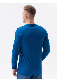 Ombre Clothing - Longsleeve męski z guzikami - niebieski V2 L133 - XXL. Kolor: niebieski. Materiał: bawełna, poliester. Długość rękawa: długi rękaw #5