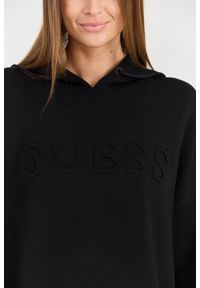 Guess - GUESS Czarna damska bluza Cindra Dress z wypukłym logo. Okazja: na co dzień. Kolor: czarny. Materiał: wiskoza, materiał. Styl: casual, elegancki #7