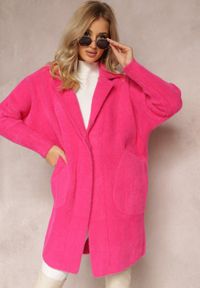 Renee - Fuksjowy Płaszcz z Bawełną Oversize Brumisia. Kolor: różowy. Materiał: bawełna. Długość rękawa: długi rękaw. Długość: długie. Sezon: zima, jesień #4
