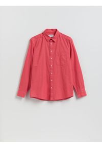 Reserved - Koszula regular z lnem - koralowy. Kolor: pomarańczowy. Materiał: len