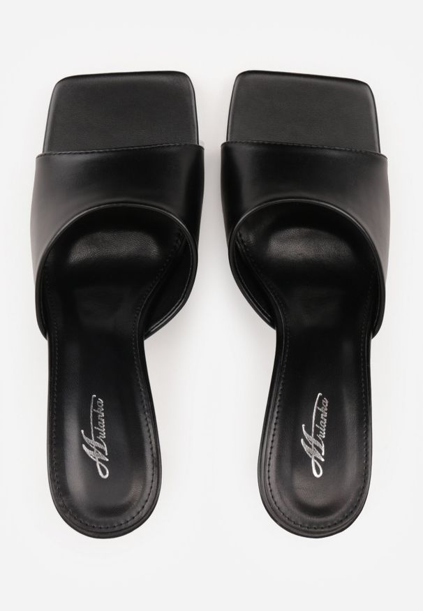 Born2be - Czarne Klapki na Szpilce z Otwartym Kwadratowym Noskiem Avalessa. Okazja: na wesele, na co dzień, na ślub cywilny. Nosek buta: otwarty. Kolor: czarny. Materiał: jeans. Obcas: na szpilce. Styl: wizytowy, casual, elegancki