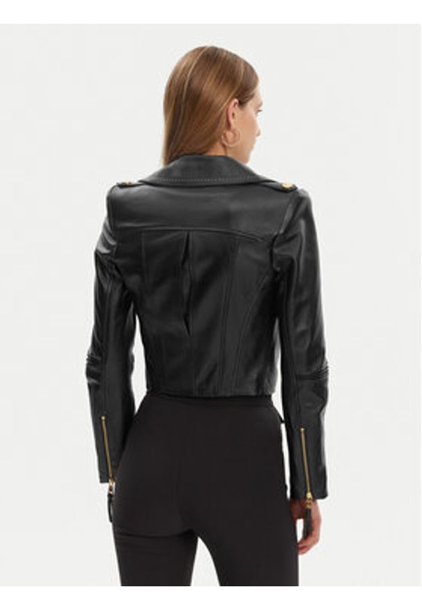 Elisabetta Franchi Kurtka skórzana GD-47Z-51E2-V1200 Czarny Regular Fit. Kolor: czarny. Materiał: skóra