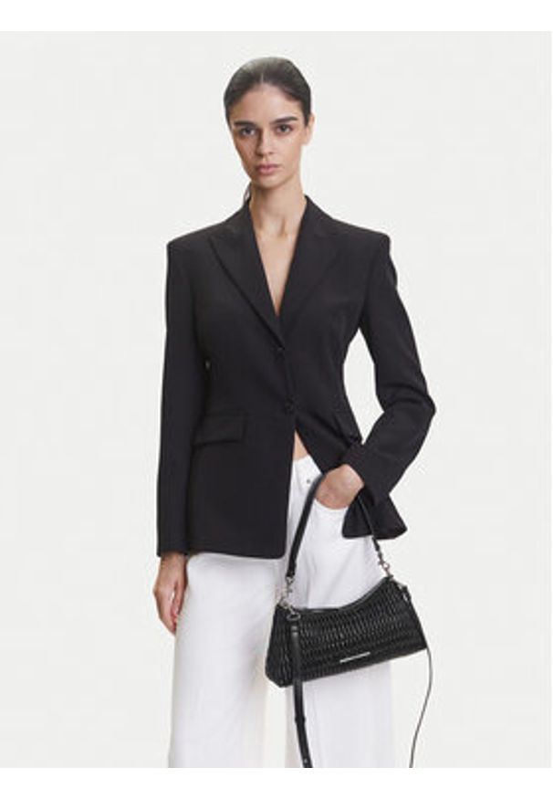 Calvin Klein Jeans Torebka Ruched Layla Shoulder Bag LV04K3088G Czarny. Kolor: czarny. Materiał: skórzane